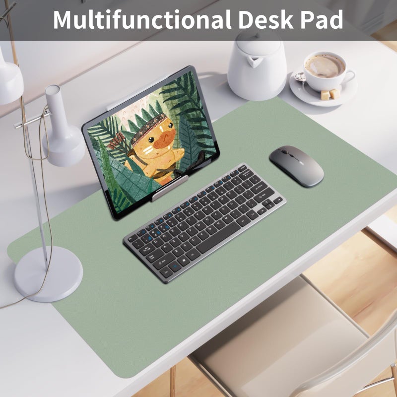 Bloss Leather Desk Mat, Large Mouse Pad, Non-Slip Desk Protector Mat, Leather Desk Blotter, Waterproof Desk Pad for Office Home Decor/Grey Green(31.5Ã—15.7 Inches) - Image 2