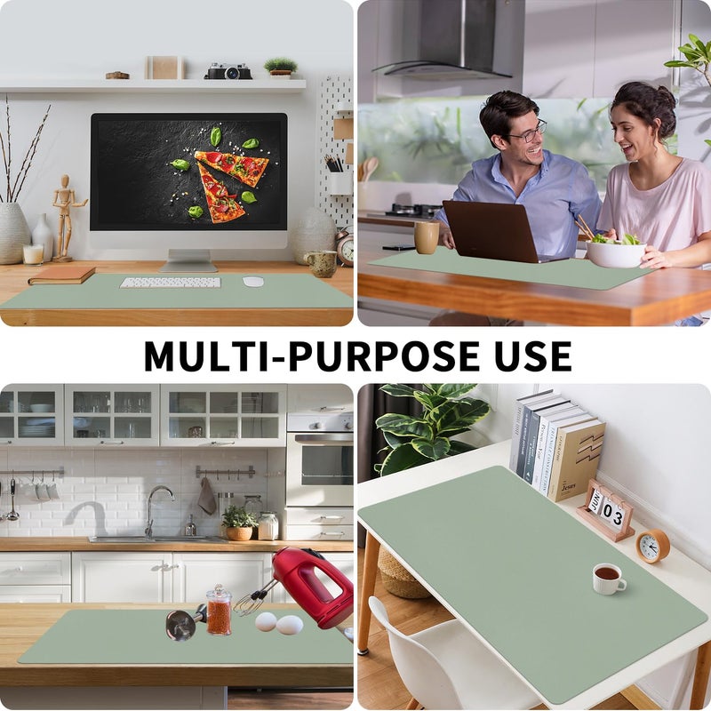 Bloss Leather Desk Mat, Large Mouse Pad, Non-Slip Desk Protector Mat, Leather Desk Blotter, Waterproof Desk Pad for Office Home Decor/Grey Green(31.5Ã—15.7 Inches) - Image 4