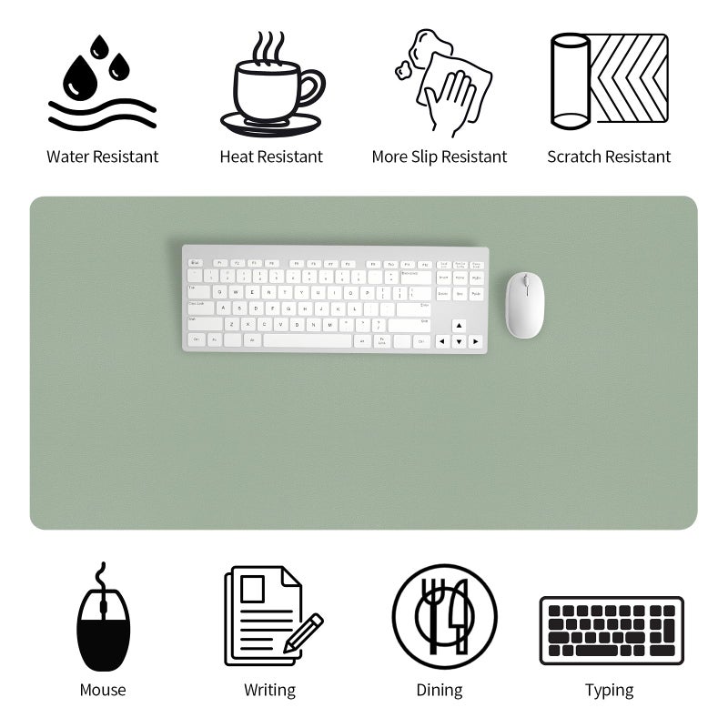 Bloss Leather Desk Mat, Large Mouse Pad, Non-Slip Desk Protector Mat, Leather Desk Blotter, Waterproof Desk Pad for Office Home Decor/Grey Green(31.5Ã—15.7 Inches) - Image 5