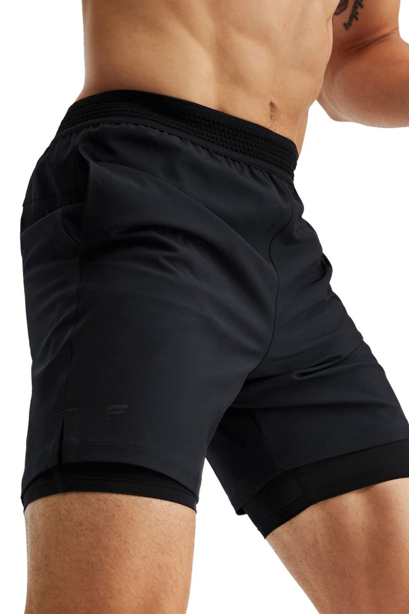 Fabletics Men's The Fundamental Short (Lined), Workout, Running, Training, Gym, Yoga, Ultra Lightweight, Athletic, 7" Inseam, L, Black - Image 1