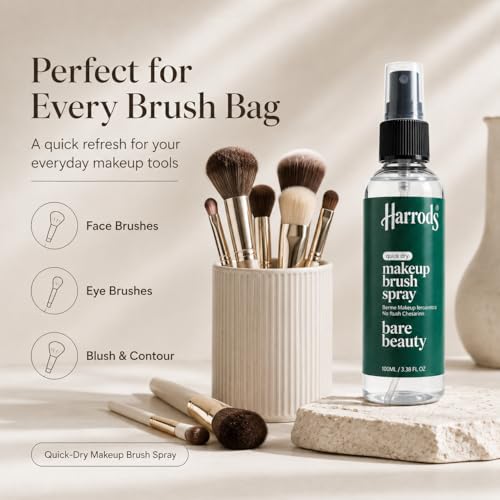 Harrods Makeup Brush Cleanser Spray, Quick Dry Brush Cleaner for Makeup Brushes, Sponges & Beauty Tools, No-Rinse Cleaning Solution for Daily Use & Travel, 100 ml - Image 3