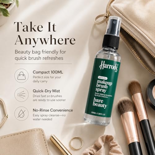 Harrods Makeup Brush Cleanser Spray, Quick Dry Brush Cleaner for Makeup Brushes, Sponges & Beauty Tools, No-Rinse Cleaning Solution for Daily Use & Travel, 100 ml - Image 5