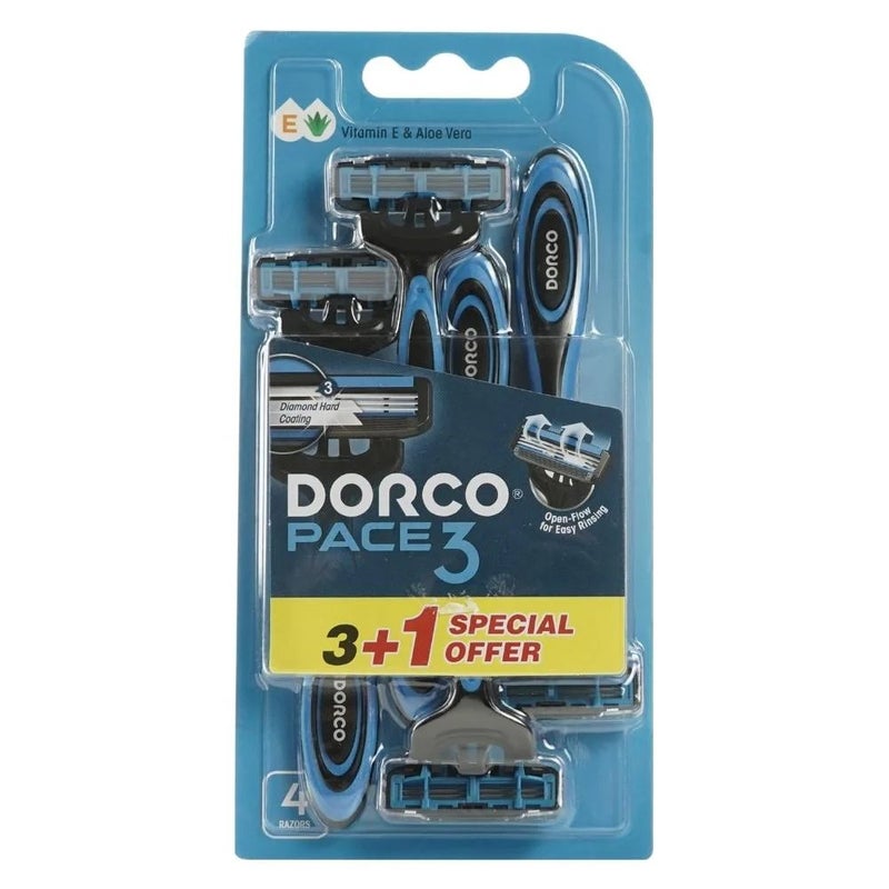 Dorco Pace3 Diamond Hard Coating Triple Blade Razor- 4pcs - Image 1