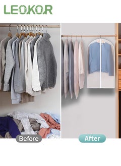 LEOKOR 14PCS Clothes Dust Covers Large Medium and Small 3 Sizes Transparent Breathable Hanging Zip Clothes Storage Cover Suitable for Suit, Coat, Clothes Storage  - Image 4
