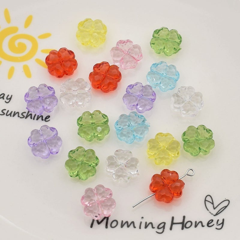 Acrylic Transparent Cut Clover Beads for DIY Jewelry Making - Image 1
