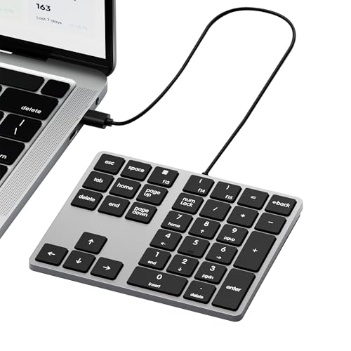 Kisnt KN300 Wired USB-C Number Pad for Laptop, 34-Key Type-C Numeric Keypad, Portable 10 Key USB Keypad for MacBook, Tablets, Mac, iOS, Android, Windows PC - Image 1
