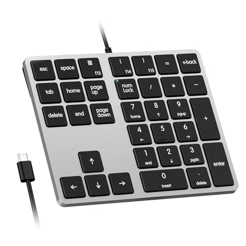 Kisnt KN300 Wired USB-C Number Pad for Laptop, 34-Key Type-C Numeric Keypad, Portable 10 Key USB Keypad for MacBook, Tablets, Mac, iOS, Android, Windows PC - Image 2