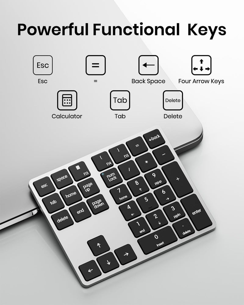 Kisnt KN300 Wired USB-C Number Pad for Laptop, 34-Key Type-C Numeric Keypad, Portable 10 Key USB Keypad for MacBook, Tablets, Mac, iOS, Android, Windows PC - Image 4