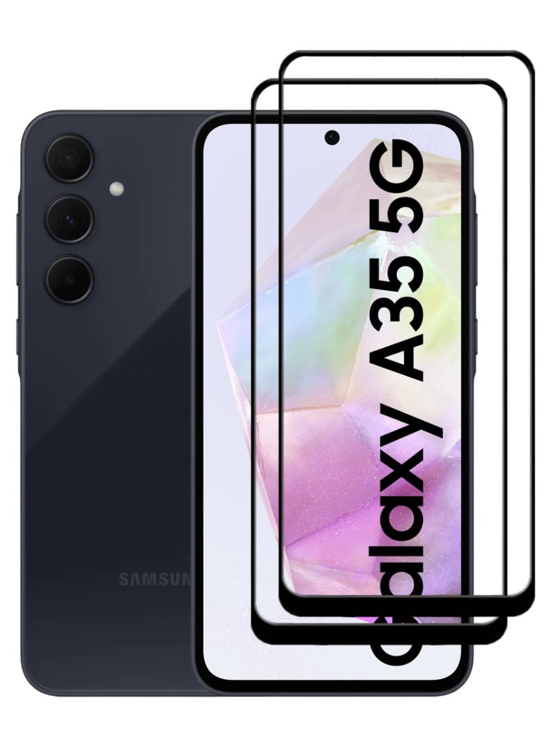 ACLIX 2 Pieces Tempered Glass Screen Protector Antistatic ESD Dustproof Premium Quality High Definition Designed For Samsung Galaxy A35 - Image 1