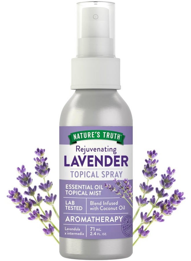 Nature's Truth Lavender Essential Oil Spray | 2.4 fl oz | Room Aroma Mist, Topical Use, & Yoga - Image 1