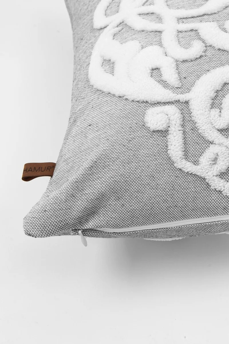Hamur Dough Bohemian Special Design Punch Punch Pattern Decorative Throw Pillow Cover Damask Gray