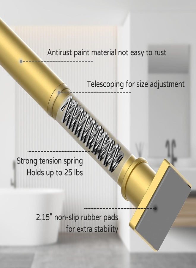 UIOSANRT Gold Shower Curtain Rod 35-66 Inches Non-Slip Shower Rod Tension Mounted No Drill, Adjustable Tension Curtain Rod for Windows Bathroom - Image 4