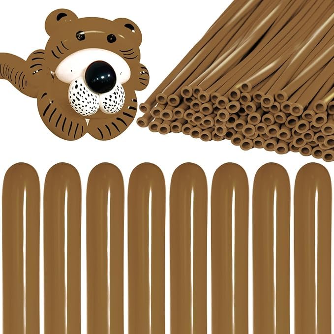KAWKALSH 260 Coffee Brown Long Balloons for Balloon Garland Thickening Skinny Latex Twisting Animals Modeling Christmas Birthday Wedding Party Festival Decorations 100pcs - Image 1