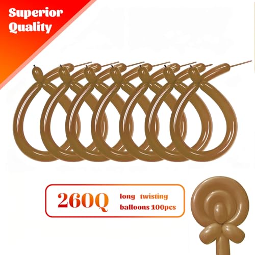 KAWKALSH 260 Coffee Brown Long Balloons for Balloon Garland Thickening Skinny Latex Twisting Animals Modeling Christmas Birthday Wedding Party Festival Decorations 100pcs - Image 4