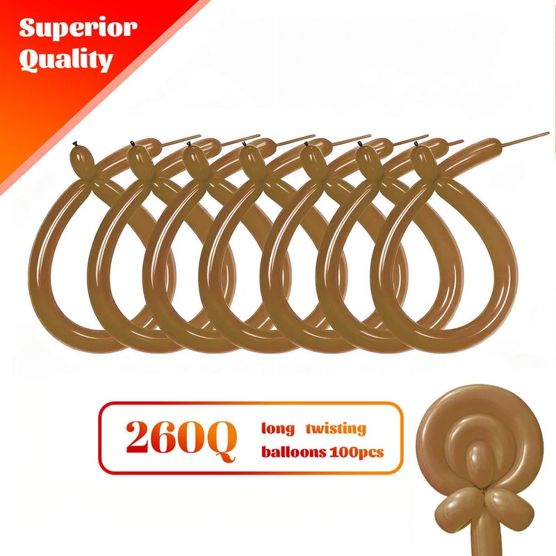 KAWKALSH 260 Coffee Brown Long Balloons for Balloon Garland Thickening Skinny Latex Twisting Animals Modeling Christmas Birthday Wedding Party Festival Decorations 100pcs - Image 5