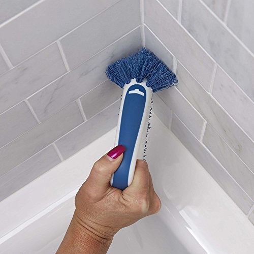 Unger 2-in-1 Grout and Corner Scrubber Brush Tool, Crevice Bathroom Cleaning Supplies for Showers, Door Tracks, Tile, and Bathtubs, Household 360-Degree Scrubbing Power - Image 3