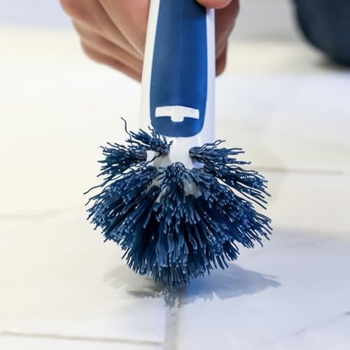 Unger 2-in-1 Grout and Corner Scrubber Brush Tool, Crevice Bathroom Cleaning Supplies for Showers, Door Tracks, Tile, and Bathtubs, Household 360-Degree Scrubbing Power - Image 2