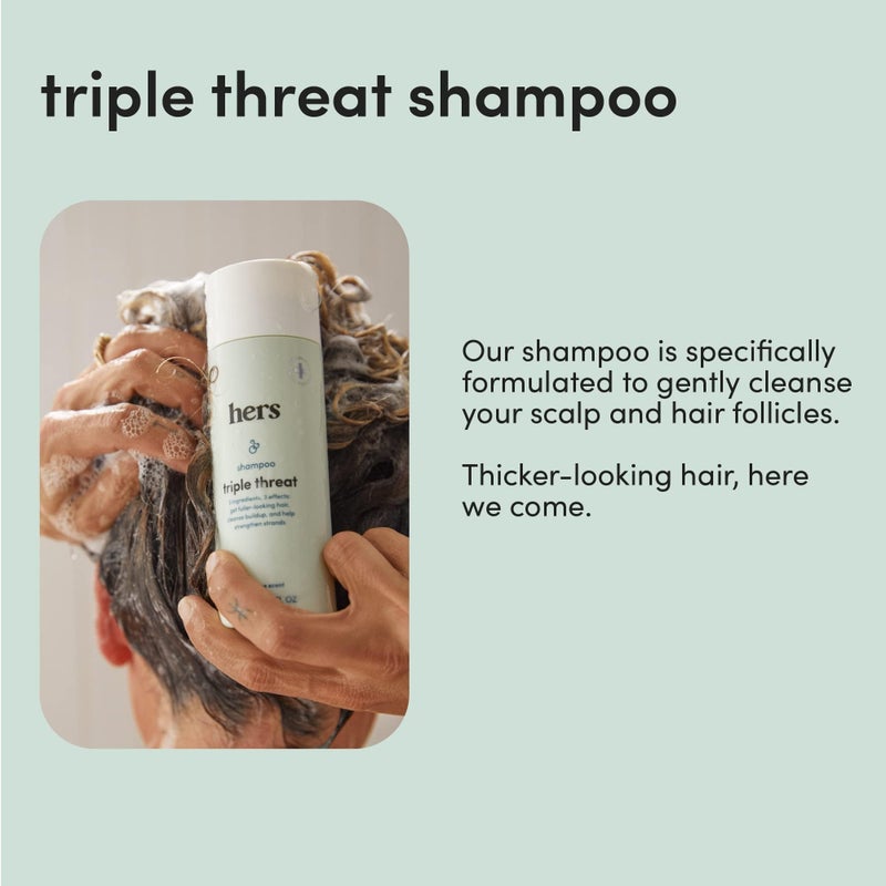 hers Triple Threat Shampoo & Conditioner Set - Biotin, Saw Palmetto, & Pumpkin Seed Oil Formula - Thickens & Hydrates - Color-Safe, Paraben-Free, Vegan - Napa Rose Scent - 6.4 Fl Oz, 2 Count - Image 3