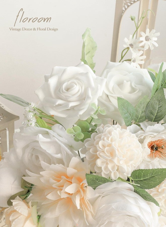 Floroom Cream White Artificial Flowers Fake Roses Dahlias Peonies Poppies and Greenery Combo Box Set for DIY Wedding Bouquets Bridal Shower Centerpieces Floral Arrangements Party Tables Decorations - Image 5