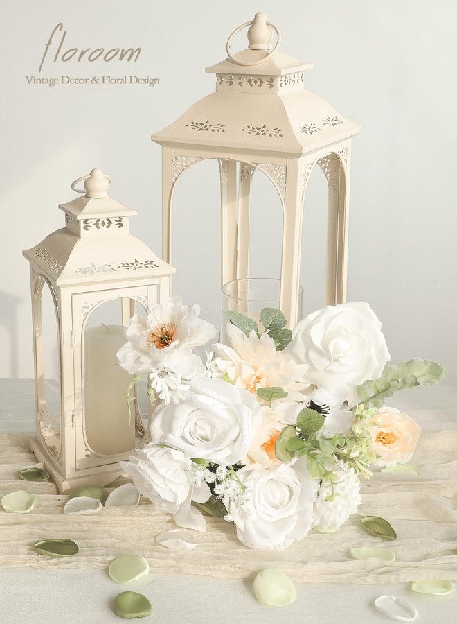 Floroom Cream White Artificial Flowers Fake Roses Dahlias Peonies Poppies and Greenery Combo Box Set for DIY Wedding Bouquets Bridal Shower Centerpieces Floral Arrangements Party Tables Decorations - Image 2