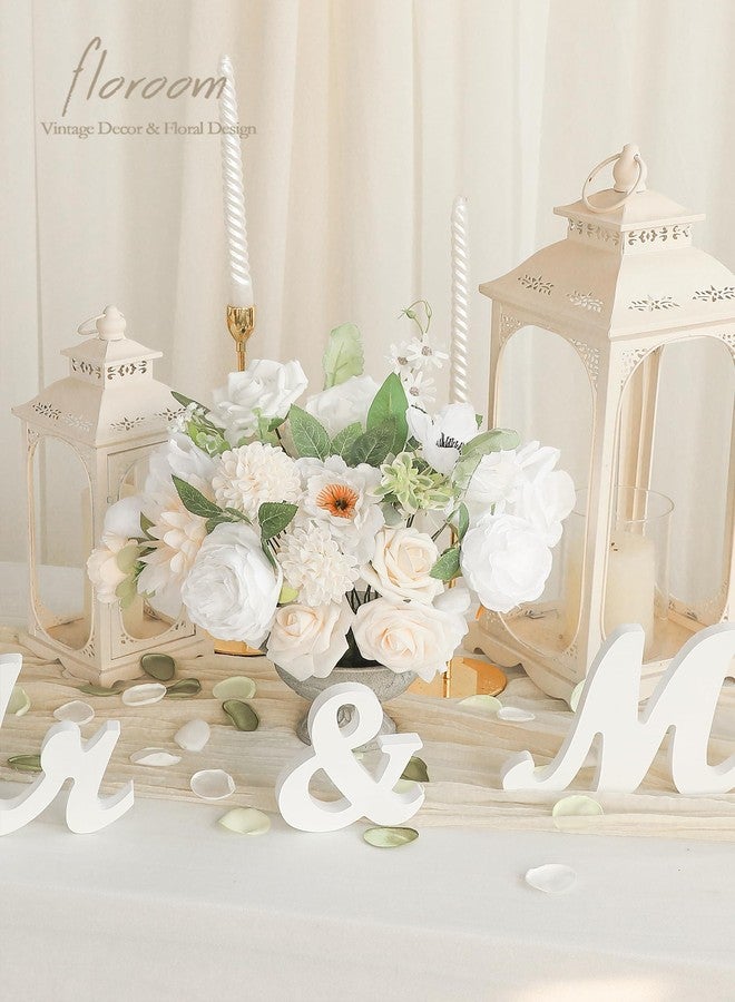 Floroom Cream White Artificial Flowers Fake Roses Dahlias Peonies Poppies and Greenery Combo Box Set for DIY Wedding Bouquets Bridal Shower Centerpieces Floral Arrangements Party Tables Decorations - Image 4