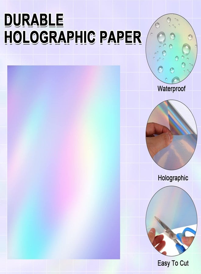 شير ورق ملصقات هولوغرافية من شير، 120 ورقة، مقاس 8.5 × 11 بوصة، ورق طباعة ملصقات هولوغرافية بألوان قوس قزح من الفينيل المقاوم للماء، ورق ملصقات لامع قابل للطباعة، مناسب للطابعات النافثة للحبر والليزر. - Image 3