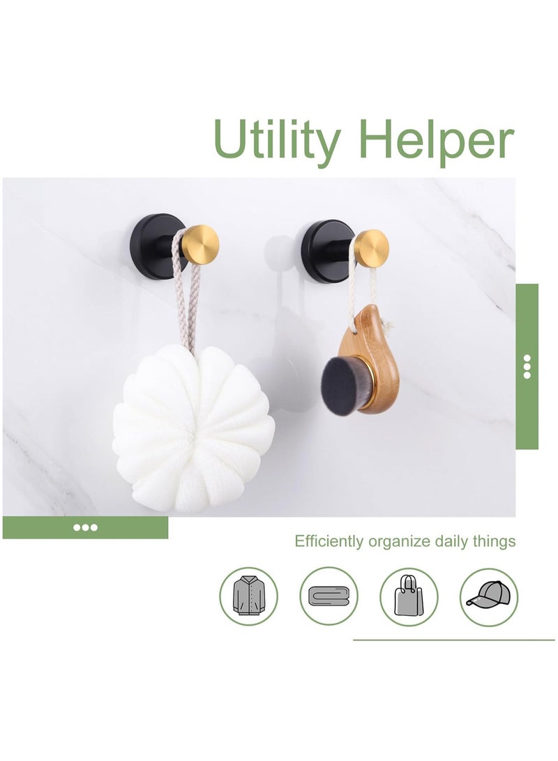 KASTWAVE خطاف رداء الحمام وكأس المنشفة 2 عبوة من الصلب المقاوم للصدأ حامل ملابس دائري، لتعليق الأبواب في الحمام والمطبخ، باللون الأسود والذهبي - Image 3