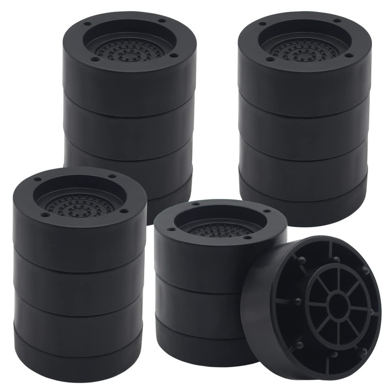HANIHUA 4 Sets Black Round Furniture Risers Heavy Duty Bed Risers Lifts Height 1 2 3 inch Adjustable Bed Lifts Risers for Bed Frame Furniture Sofa Chair Risers Supports Up to 1300 lbs
