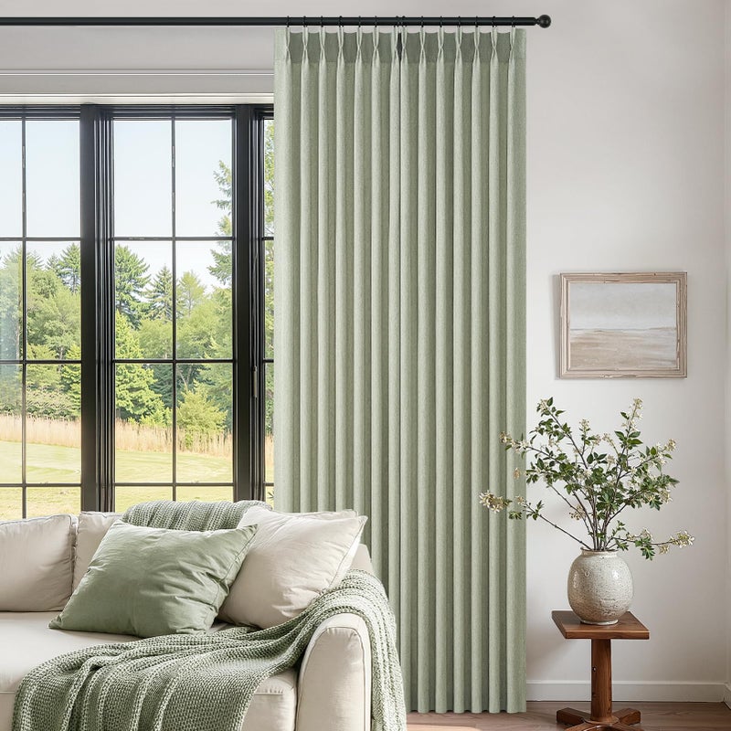 Drapenova Sage Green Pinch Pleated Linen Curtains 84 Inch Length 2 Panels for Bedroom Living Room Textured Semi Sheer Window Curtain Boho Neutral Back Tab Pinch Pleat Drape with Hooks 84 Inches Long - Image 4