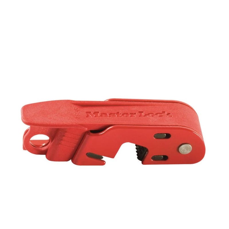 Master Lock Red Electrical Box Circuit Breaker Lockout, Tagout Breaker Box Lock for Standard Single and Double Toggles, 493B - Image 1