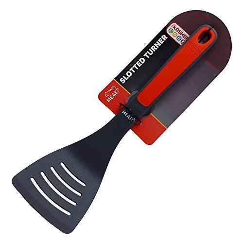 Meat Red Slotted Turner Spatula Heavy Duty Silicone Kitchen Utensil for Cooking and Baking Ergonomic Handle and Comfortable Grip Color Coded Kitchen Tools by The Kosher Cook