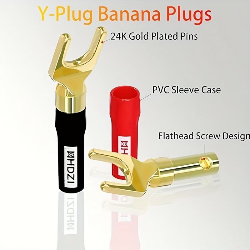 8 قطع من موصلات الصوت على شكل Y بزاوية 45 درجة من نوع Banana Plug بدون لحام. - Image 3
