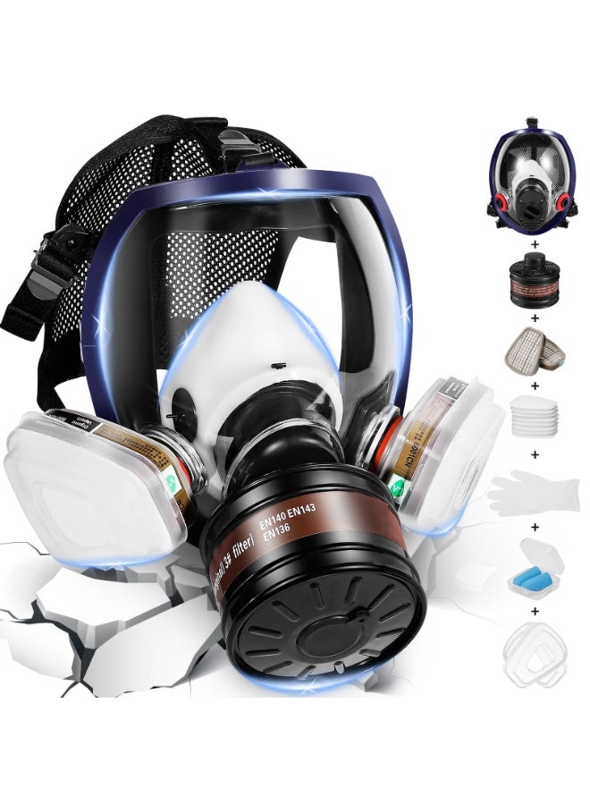 WALALLA Full Face Respirator Mask Reusable Respirator mask, Gas Mask with 6001CN Activated Carbon Air Filter, Suitable for Painting, Dust, Epoxy resin, Chemicals, Organic Gas, Welding, Polishing - Image 1