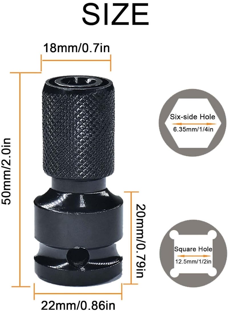 uptodateproducts Uptodateproducts 2Pcs12 Inch Square Drive to 14 Inch Hex Female Socket Adapter Quick Release Chuck Adapter Converter for Impact and Ratchet Wrenches  - Image 5