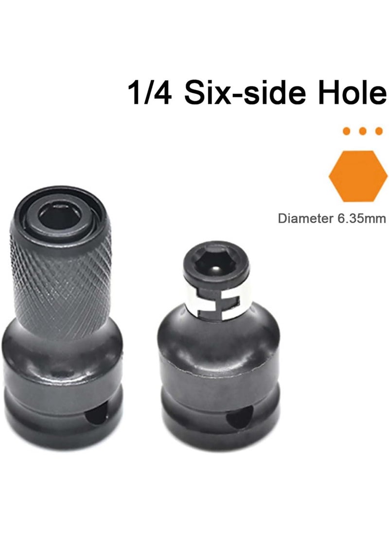 uptodateproducts Uptodateproducts 2Pcs12 Inch Square Drive to 14 Inch Hex Female Socket Adapter Quick Release Chuck Adapter Converter for Impact and Ratchet Wrenches  - Image 2