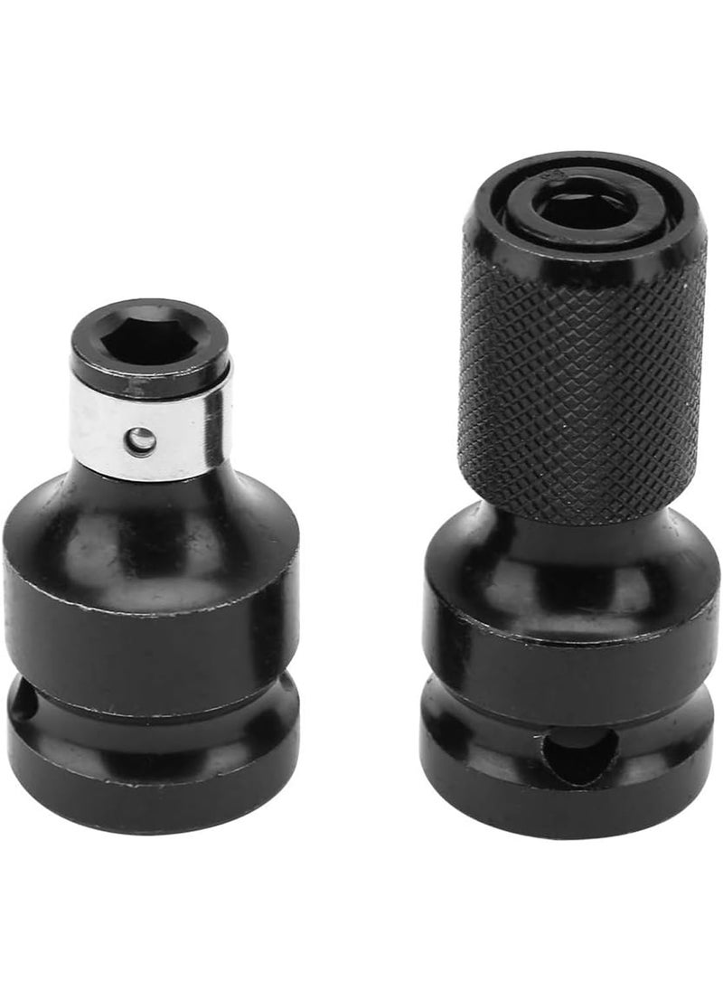 uptodateproducts Uptodateproducts 2Pcs12 Inch Square Drive to 14 Inch Hex Female Socket Adapter Quick Release Chuck Adapter Converter for Impact and Ratchet Wrenches  - Image 1