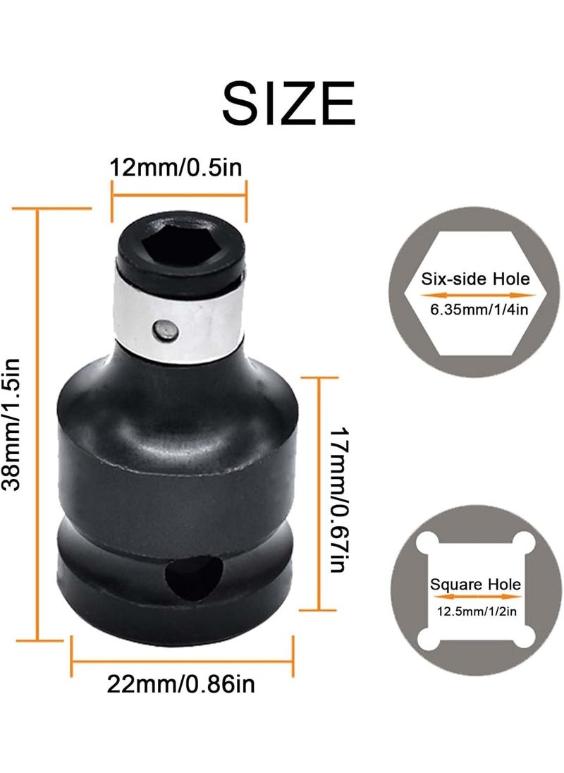 uptodateproducts Uptodateproducts 2Pcs12 Inch Square Drive to 14 Inch Hex Female Socket Adapter Quick Release Chuck Adapter Converter for Impact and Ratchet Wrenches  - Image 3