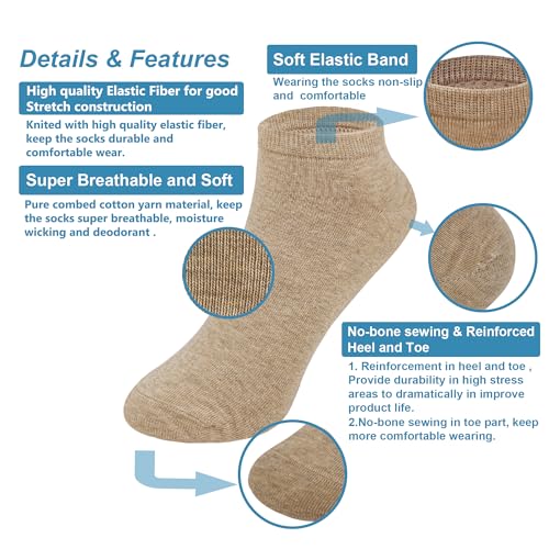 MAGIARTE Womens Ankle Socks Soft Pure Cotton Low Cut Athletic Casual Mutil Color No Show Socks for Women 6-Pack (color#00M) - Image 4
