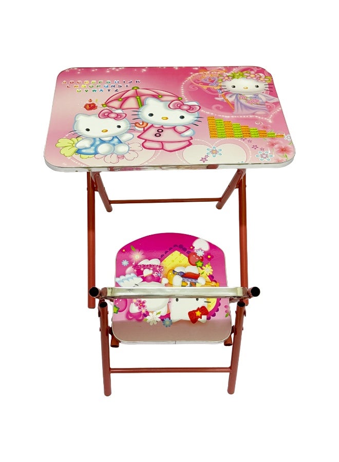 Funz Foldable Study Table and Chair Set for Kids Wood & Metal Frame Learning Desk for Boys & Girls Printed Study Desk For Kids 3-10 Years - Image 3