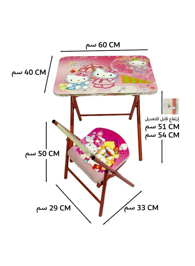 Funz Foldable Study Table and Chair Set for Kids Wood & Metal Frame Learning Desk for Boys & Girls Printed Study Desk For Kids 3-10 Years - Image 4