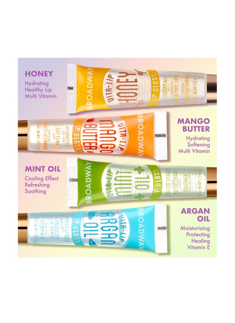 Ruby Kisses - Broadway Broadway Vita-Lip Clear Gloss Variety Box, Ultra-Hydrating & Soothing Formula with Vitamin Oils, Lustrous Non-Sticky Finish, Multipack of 48 Nutrient-Rich Glosses