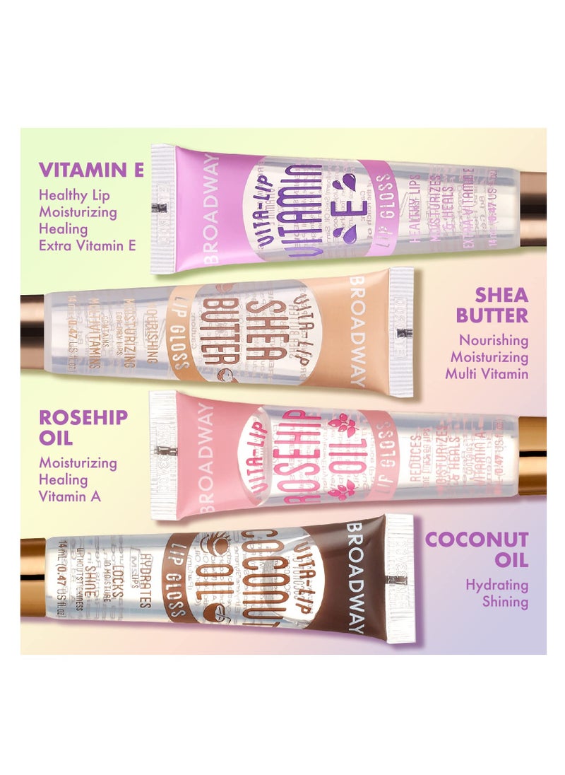 Ruby Kisses - Broadway Broadway Vita-Lip Clear Gloss Variety Box, Ultra-Hydrating & Soothing Formula with Vitamin Oils, Lustrous Non-Sticky Finish, Multipack of 48 Nutrient-Rich Glosses