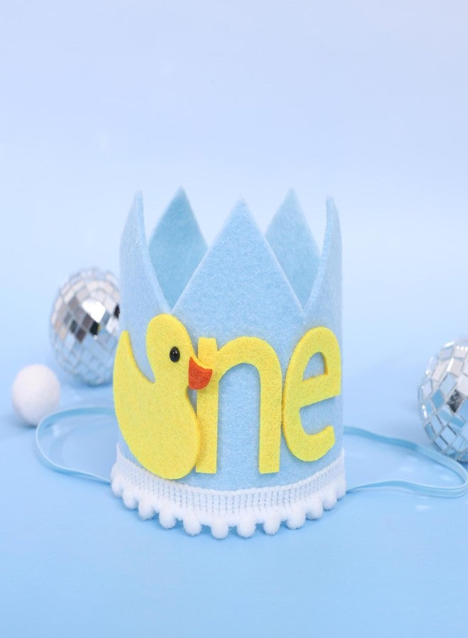 Agkvw Rubber Ducky 1st Birthday Hat - Light Blue Crown with Summer Decor for Boys - Image 4