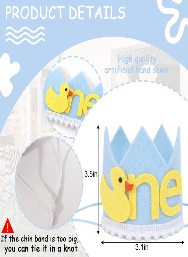 Agkvw Rubber Ducky 1st Birthday Hat - Light Blue Crown with Summer Decor for Boys - Image 3