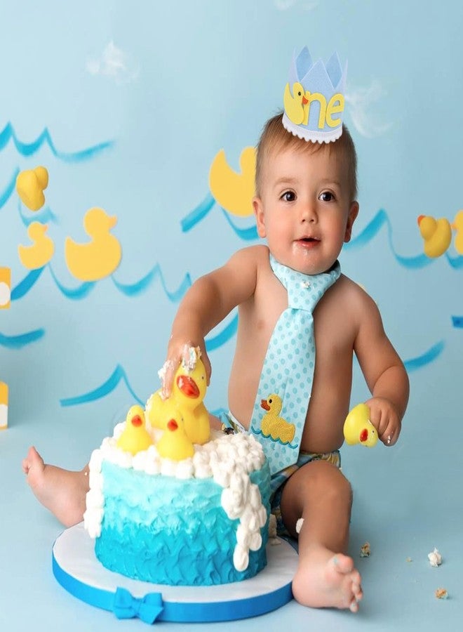 Agkvw Rubber Ducky 1st Birthday Hat - Light Blue Crown with Summer Decor for Boys - Image 2