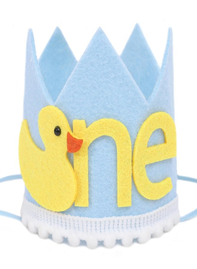 Agkvw Rubber Ducky 1st Birthday Hat - Light Blue Crown with Summer Decor for Boys - Image 1