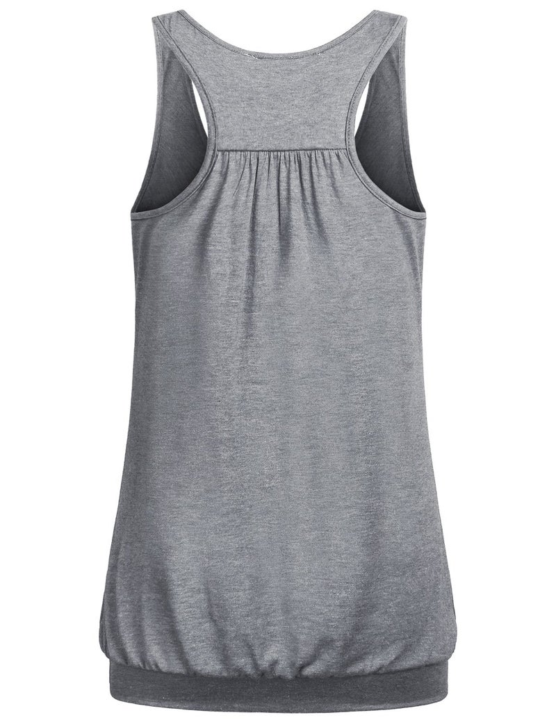Miusey Racerback Tank Womens Round Neck Sleeveless Relaxed Workout Summer Loose Fit Cotton Yoga Flowy Knit Shirts Tops L Gray - Image 2
