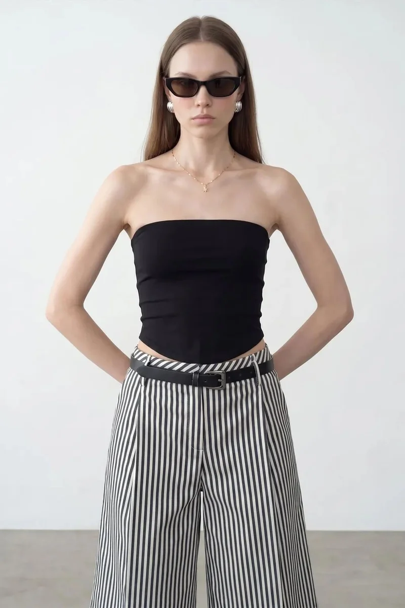 Dilvin Black DILVIN Women’s Strapless Crop Bandeau Top for Women | Best Price UAE