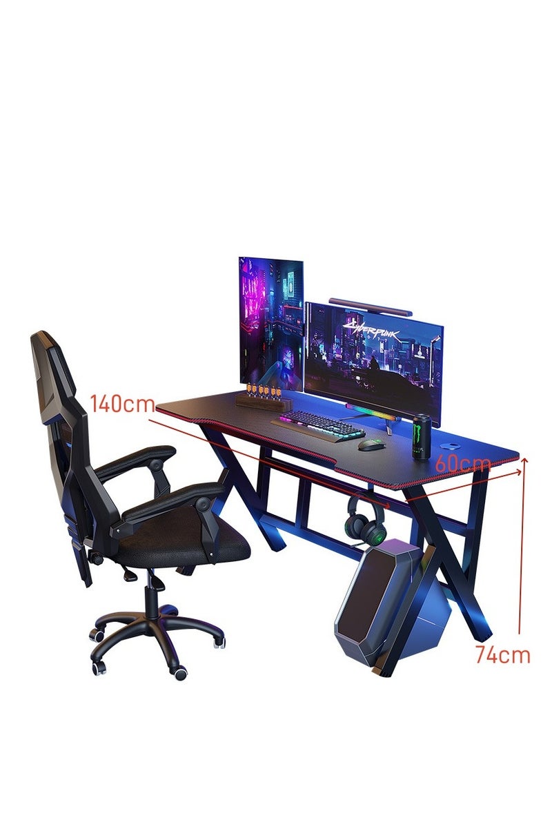 Generic Gaming Table Home Computer Desk Minimalist style Computer Gamer Table with Carbon Fiber Desktop Ergonomic Home Office Computer Desk Black (140*60cm) - Image 3