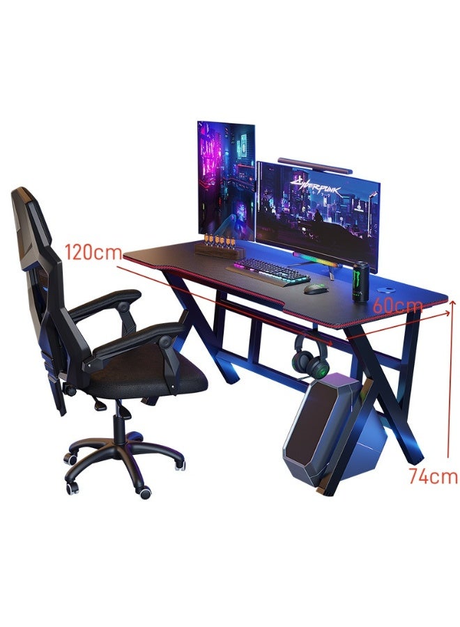 Gaming Table Home Computer Desk Minimalist style Computer Gamer Table with Carbon Fiber Desktop Ergonomic Home Office Computer Desk Black (120*60cm) - Image 3